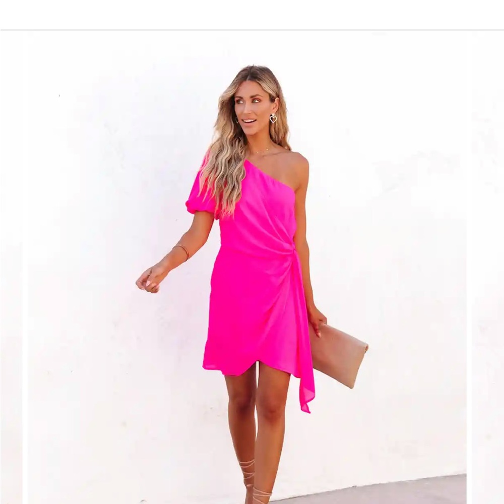 VICI Blue One Shoulder gathered dress.features a faux wrap. This is a blue dress
